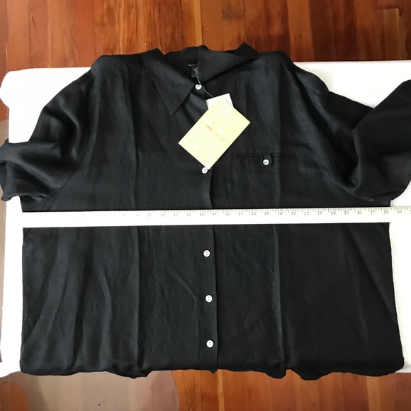 DIALOGUE Linen Rayon Tunic Button Down Blouse Black Women’s Plus Size 2X NWT 3X - Picture 11 of 16